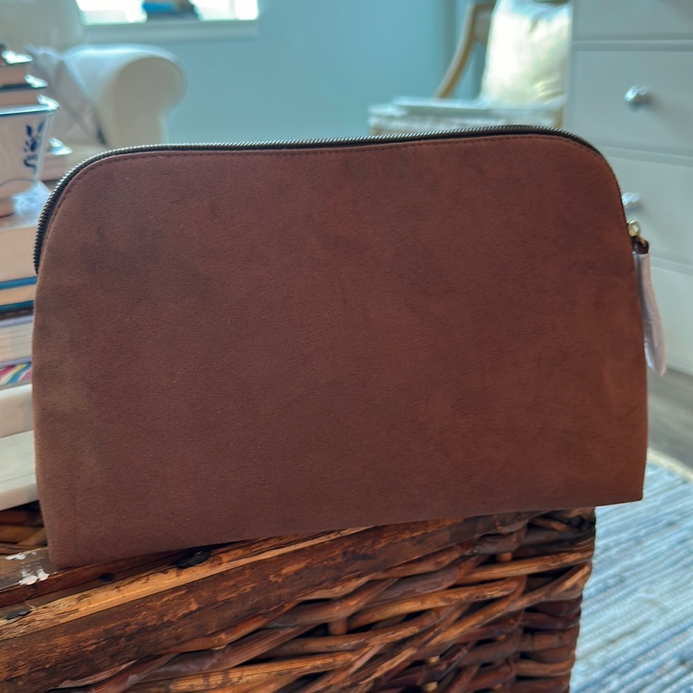 New. Cos Bar faux suede Cosmetic Bag. 11 in. x 7 in.